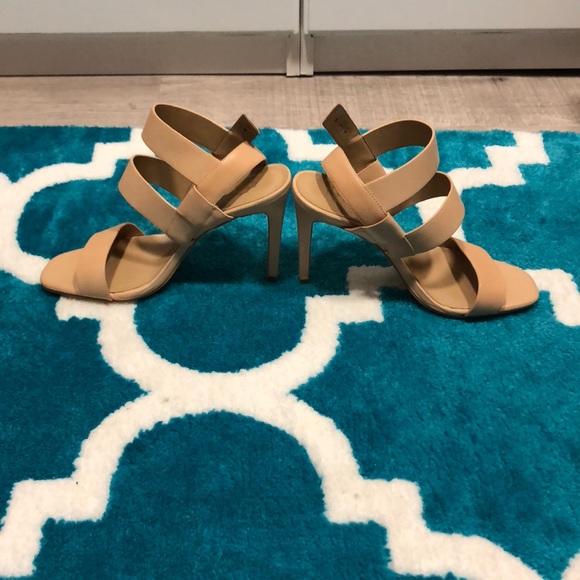 Ann Taylor Tan Heeled Sandals with Silver Buckle - Picture 3 of 8